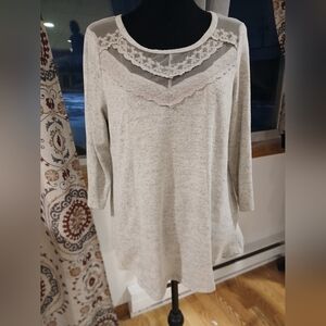 Absolutely Famous Grey Lace Blouse Lg